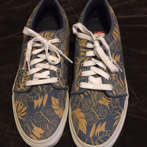 Shoes Vans Chukka Low Leaves Blue Twill Mens Classic Skate Shoes Size